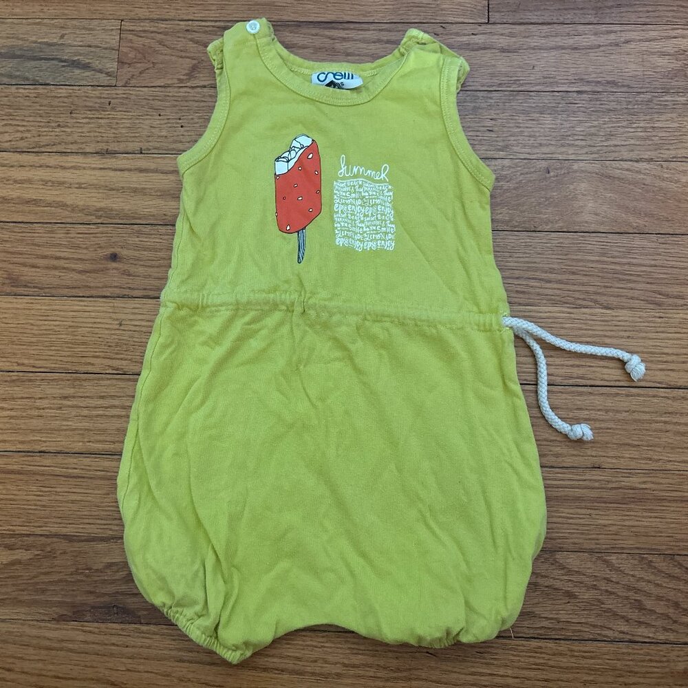 J Crew Kids Summer Ice Cream Romper with Drawstring Waist, Size 10M